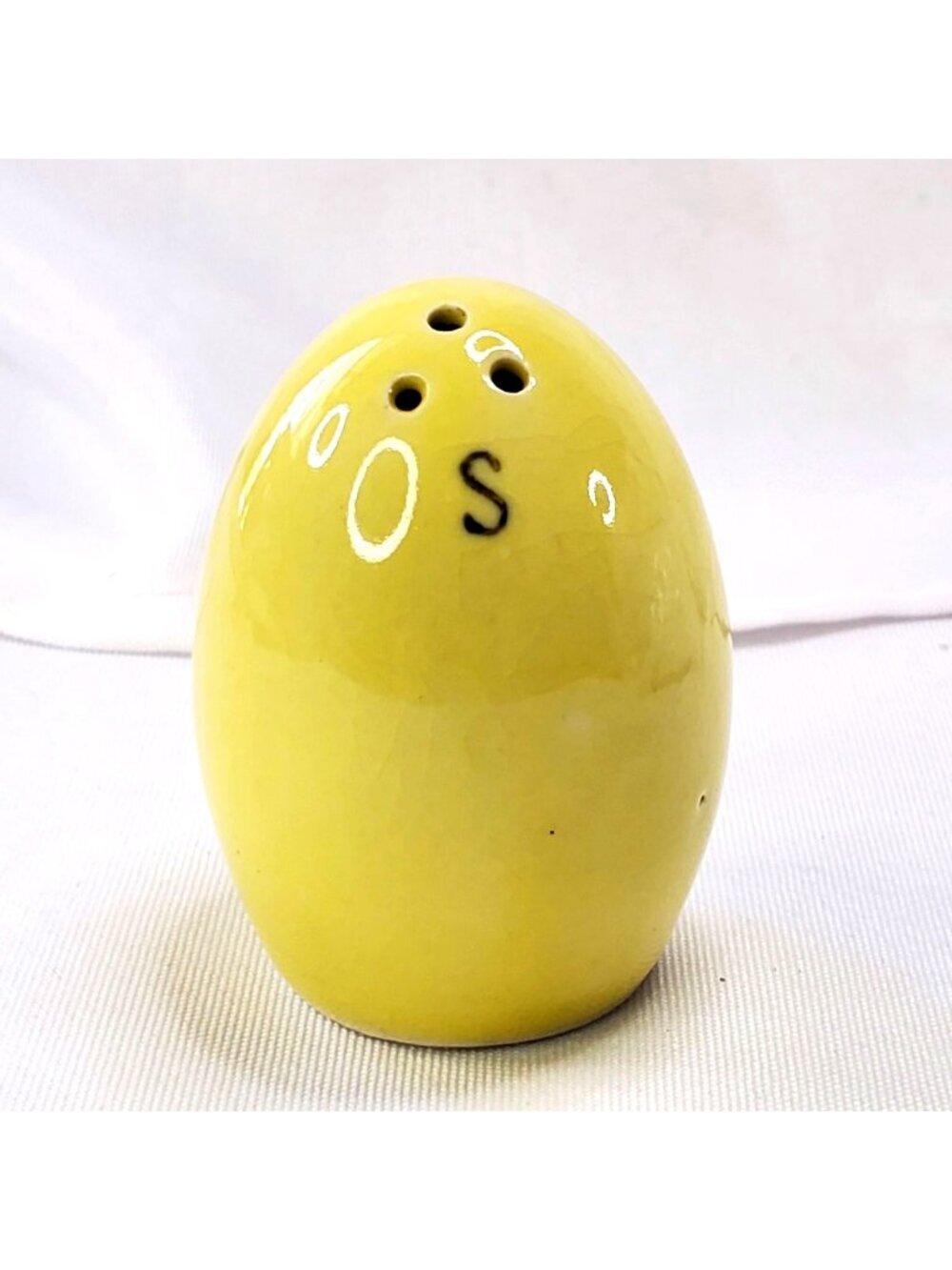 VTG Yellow Egg Ceramic Salt Shaker With Cork Stopper 2.25" Tall REPLACEMENT
